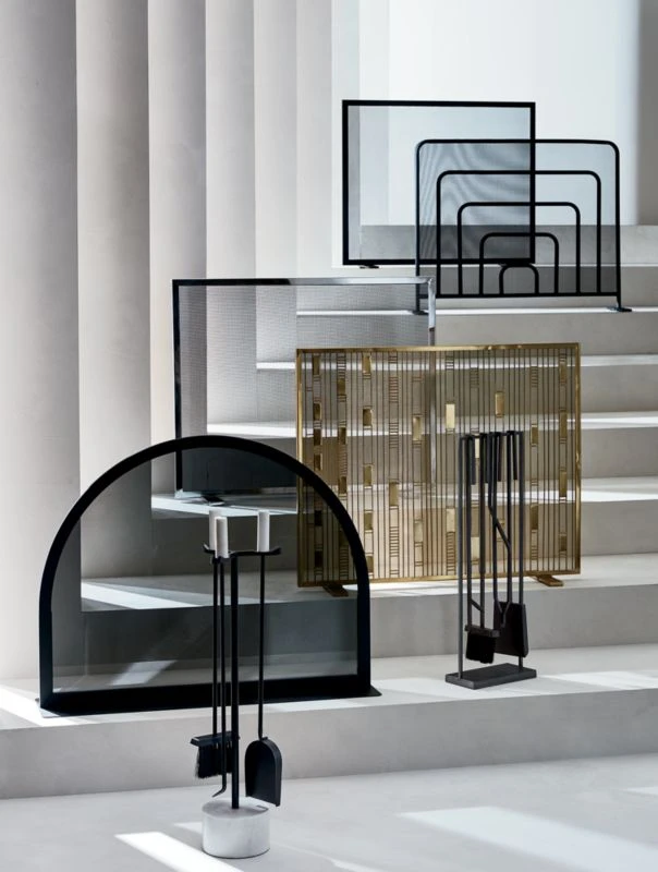 4-Piece Bend Raw Steel Standing Fireplace Tool Set 4 4-Piece Bend Raw Steel Standing Fireplace Tool Set - Image 2