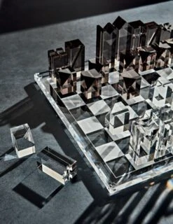 Clear And Smoke Grey Acrylic Chess Set -Nesto Store AcrylicChessSetGG19