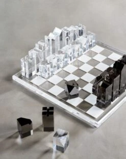 Clear And Smoke Grey Acrylic Chess Set -Nesto Store AcrylicChessSetOC19
