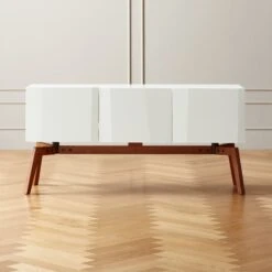Alba Lacquered White Credenza Small