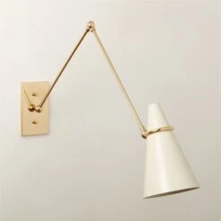 Aldus Ivory And Polished Brass Articulating Wall Sconce -Nesto Store AldusIvNPldBrsArtlngScncAV2SHF22