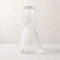Aleric Ribbed Glass Carafe And Cup