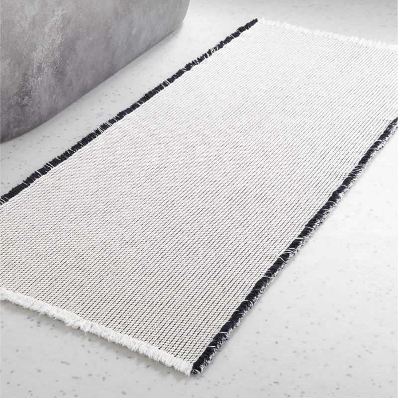 Alex Reversible Black And White Bath Runner Rug 24"x60" 5 Alex Reversible Black And White Bath Runner Rug 24"x60" - Image 3