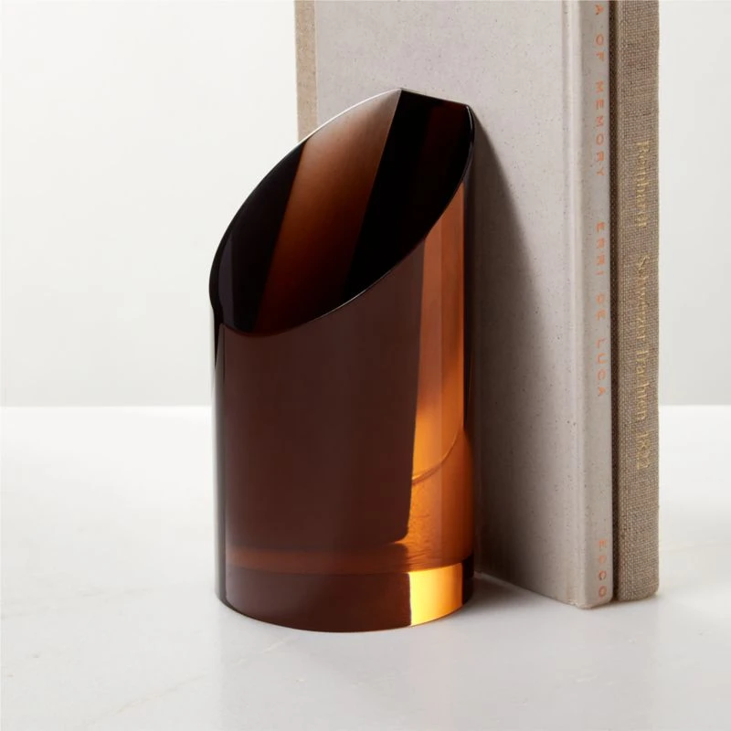 Dark Amber Acrylic Bookend 4 Dark Amber Acrylic Bookend - Image 2