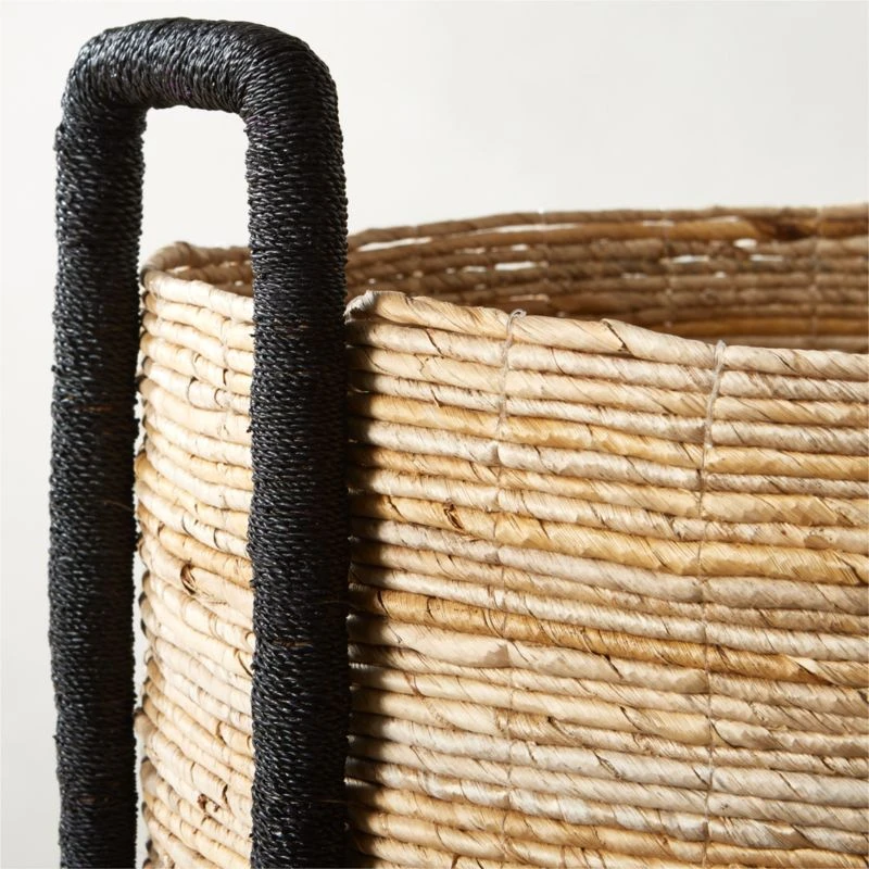 Aminah Woven Storage Basket With Black Handles 5 Aminah Woven Storage Basket With Black Handles - Image 3
