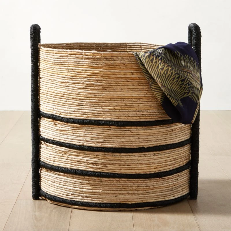 Aminah Woven Storage Basket With Black Handles 4 Aminah Woven Storage Basket With Black Handles - Image 2