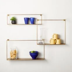 Antiqued Brass Floating Shelves Set Of 3 -Nesto Store AntiquedBrssFltngShlvsS3ROS20