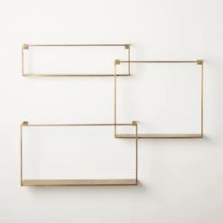 Antiqued Brass Floating Shelves Set Of 3 -Nesto Store AntiquedBrssFltngShlvsS3SHS20