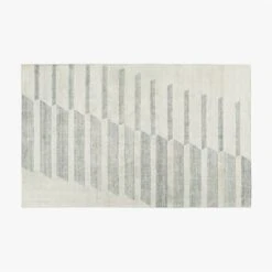 Anya Viscose Blend Silver Ivory And Black Handloomed Area Rug 5'x8'