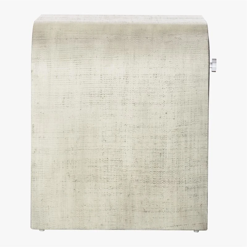 Archer White Lacquered Linen Nightstand With Drawer 8 Archer White Lacquered Linen Nightstand With Drawer - Image 6