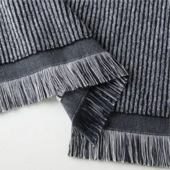 Astrid Organic Cotton Reversible Black And White Bath Towel -Nesto Store AstridBkNWtRevOgCtnHndTwlAVSHS22