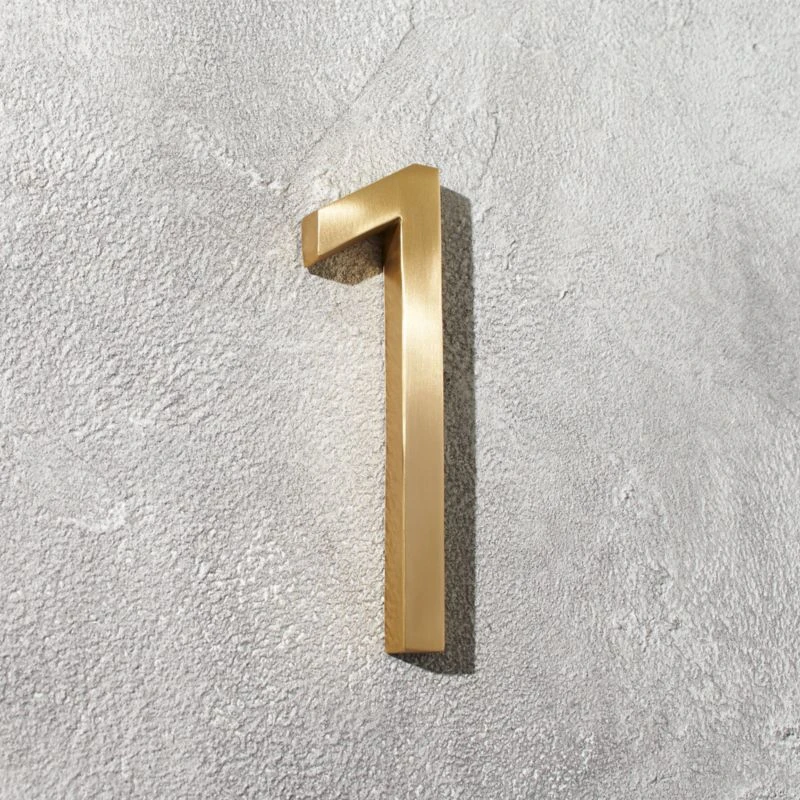 Aurele 6" Brushed Brass House Number 1 3 Aurele 6" Brushed Brass House Number 1