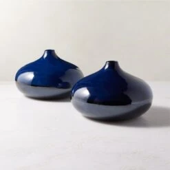 Azure Round Blue Ceramic Vase 11 Azure Round Blue Ceramic Vase -Nesto Store AzureBlueBlackVaseAV2SHS23