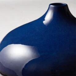Azure Round Blue Ceramic Vase 10 Azure Round Blue Ceramic Vase -Nesto Store AzureBlueBlackVaseAVSHS23