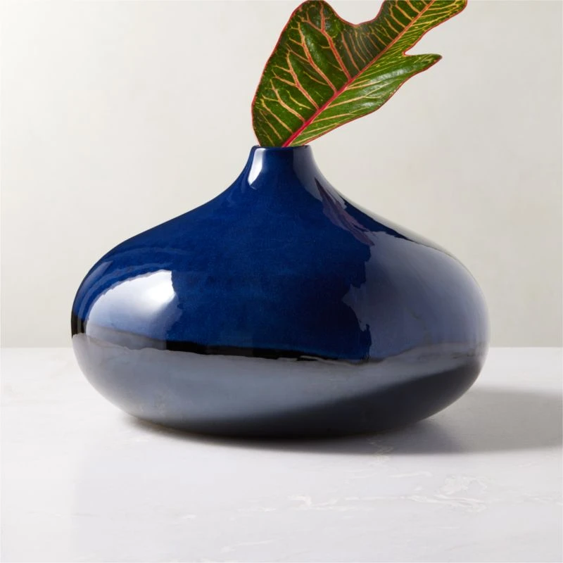 Azure Round Blue Ceramic Vase 4 Azure Round Blue Ceramic Vase - Image 2