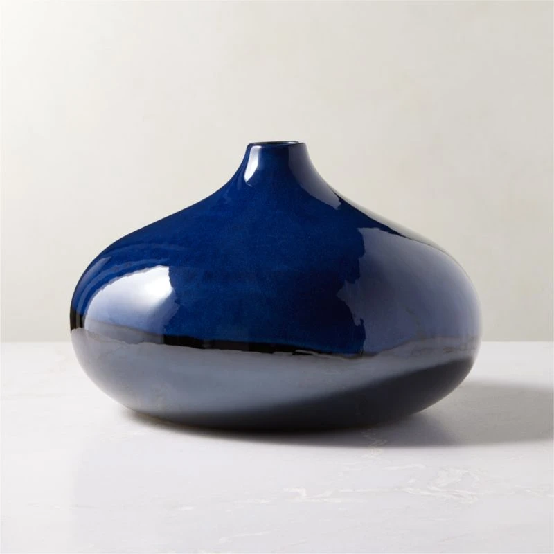 Azure Round Blue Ceramic Vase 3 Azure Round Blue Ceramic Vase