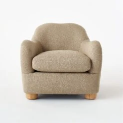 Bacio Camel Boucle Lounge Chair With Bleached Oak Legs -Nesto Store BacioLoungeChairCamelSOSSS21