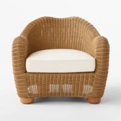 Bacio Natural Rattan Outdoor Lounge Chair With Ivory Sunbrella® Cushions -Nesto Store BacioNatLoungeChairSOSSS23