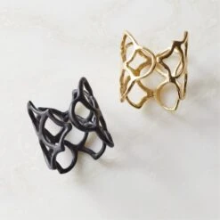 Basal Polished Brass Napkin Rings Set Of 8 -Nesto Store BasalNapkinRingGroupFHF22