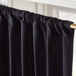 Black Cotton Basketweave Window Curtain Panel 48''x84'' -Nesto Store BasketweaveBlk96CrtnPnlAVSHS23