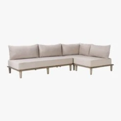 Baixa 3-Piece Wood Outdoor Patio Sectional Sofa -Nesto Store BaxiaWood3PcSect3QS20
