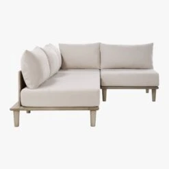 Baixa 3-Piece Wood Outdoor Patio Sectional Sofa -Nesto Store BaxiaWood3PcSectSDS20