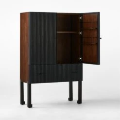 Bayamo Dark Blue Wood Bar Cabinet 16 Bayamo Dark Blue Wood Bar Cabinet -Nesto Store BayamoStandingBar3QAVSSS23