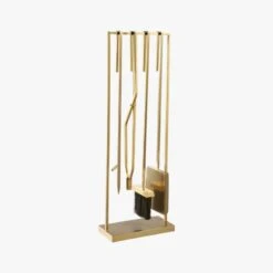 4-Piece Bend Gold Standing Fireplace Tool Set -Nesto Store BendFrplcToolsGoldS4F19