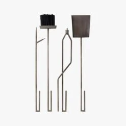 4-Piece Bend Raw Steel Standing Fireplace Tool Set 9 4-Piece Bend Raw Steel Standing Fireplace Tool Set -Nesto Store BendFrplcToolsRawSteelS4AVF19
