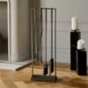 4-Piece Bend Raw Steel Standing Fireplace Tool Set -Nesto Store BendFrplcToolsRawSteelS4SHF19