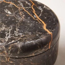 Black Golden Marble Candle Bowl -Nesto Store BlackGldnMrblCandleBowlAV2SHF22