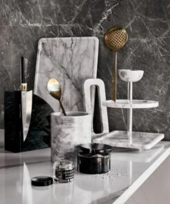 White Marble Tiered Serving Stand -Nesto Store BlackMarbleMagneticKnifeBlockMR20