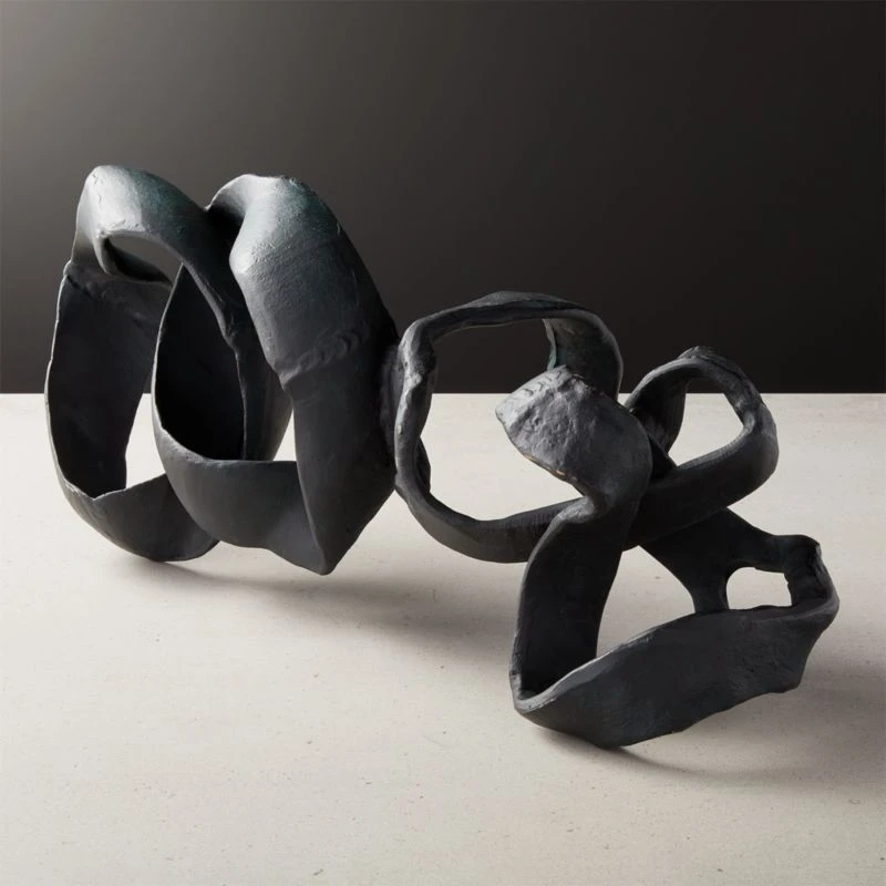 Black Aluminum Ribbon Table Sculpture 3 Black Aluminum Ribbon Table Sculpture
