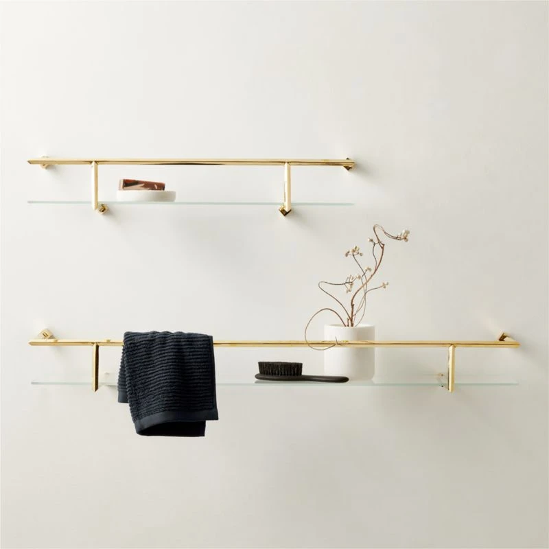 Blaine Polished Brass Wall Shelf With Rail 24" 4 Blaine Polished Brass Wall Shelf With Rail 24" - Image 2