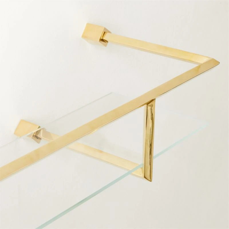 Blaine Polished Brass Wall Shelf With Rail 24" 7 Blaine Polished Brass Wall Shelf With Rail 24" - Image 5