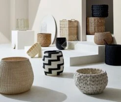 Conway Rectangular White Cotton Storage Basket Small -Nesto Store BlancheLargeGoldMetalBasketJN19