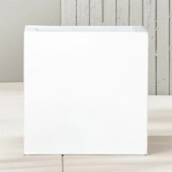 Blox Square White Galvanized Steel Indoor/Outdoor Planter Small