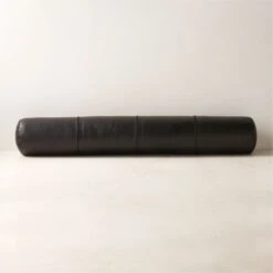 Bolster Black Leather Throw Pillow 44''