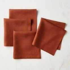 Nesto Store 25 Bolt Ginger Orange Linen Napkin Set Of 4