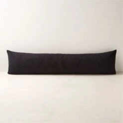 Black Boucle Throw Pillow With Down-Alternative Insert 48''x12''