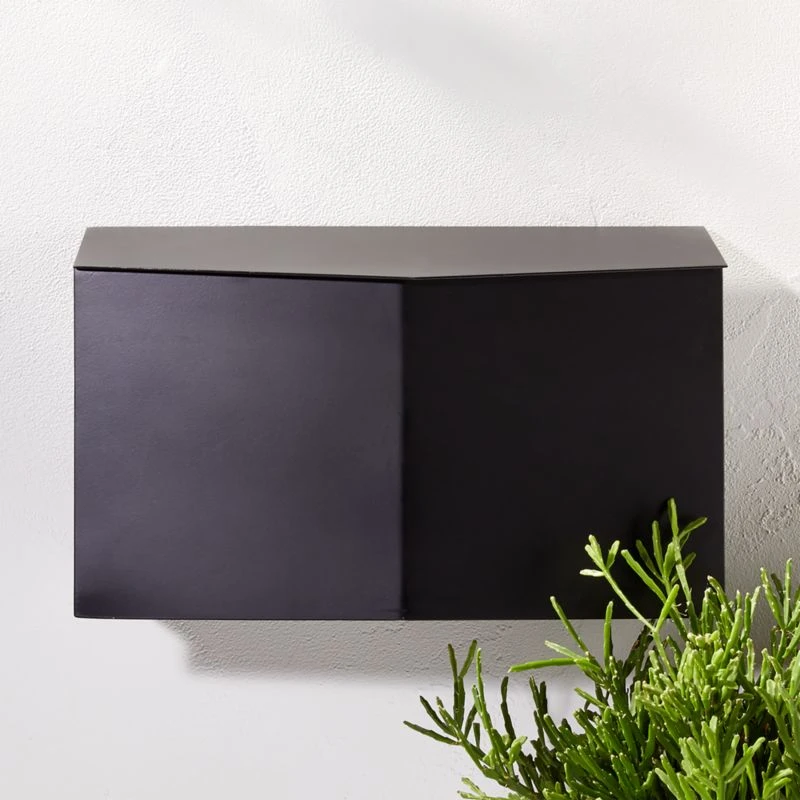 Bow Angled Black Wall-Mounted Mailbox 3 Bow Angled Black Wall-Mounted Mailbox