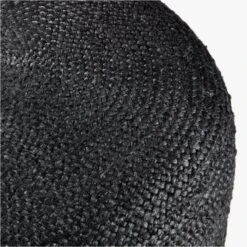Large Black Braided Jute Pouf -Nesto Store BraidedHempPoufBlkLrgAVS18