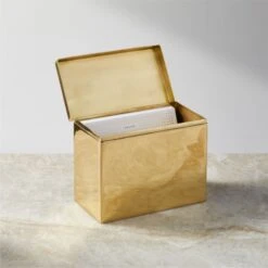 Polished Brass Recipe Box 6 Polished Brass Recipe Box -Nesto Store BrassRecipeBoxHolROF21