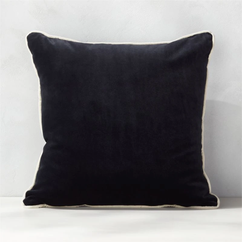 20'' Bronte Recycled Velvet Black And White Outdoor Throw Pillow 3 20'' Bronte Recycled Velvet Black And White Outdoor Throw Pillow
