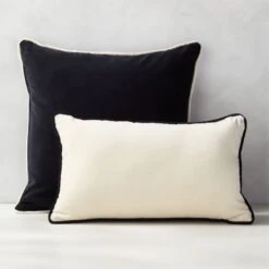 20''x12'' Bronte Recycled Velvet Black And White Outdoor Throw Pillow -Nesto Store BronteVlvtPillowGroupFHS22