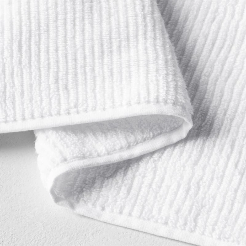 Brooks Ribbed Organic Cotton White Bath Sheet Set 4 Brooks Ribbed Organic Cotton White Bath Sheet Set - Image 2