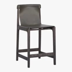 Burano Charcoal Grey Leather Sling Counter Stool Set Of 2 -Nesto Store BuranoCntrStoolChrcl24in3QFF18