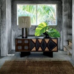 Ramble Tall Dark Brown Ceramic Table Lamp With Jute Shade -Nesto Store CB2FA21 KD 2B 0110 OC21 1x1 1