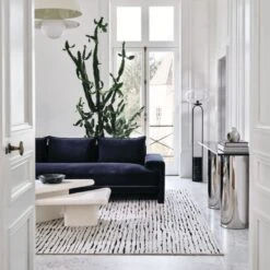 Levi Handknotted New Zealand Wool Black And Ivory Area Rug 5'x8' -Nesto Store CB2FA22 08A V1 2