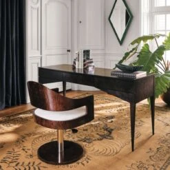 Spillo 2-Drawer Black Burl Wood Desk -Nesto Store CB2FA22 18A Hero 1